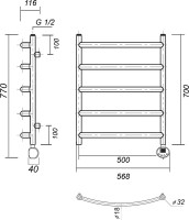 Полотенцесушитель электрический Domoterm Калипсо П5 50x70, правый, бронза