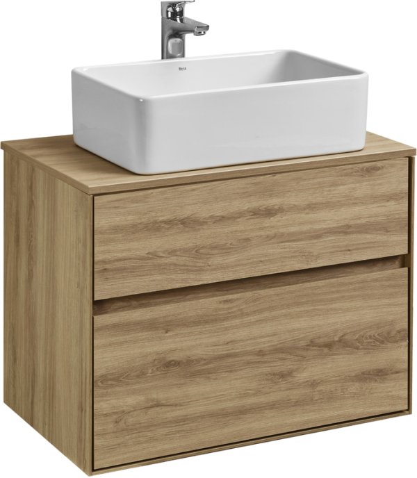 Тумба с раковиной AQUATON Либерти 75 со столешницей дуб эльвезия, раковина Mila 35