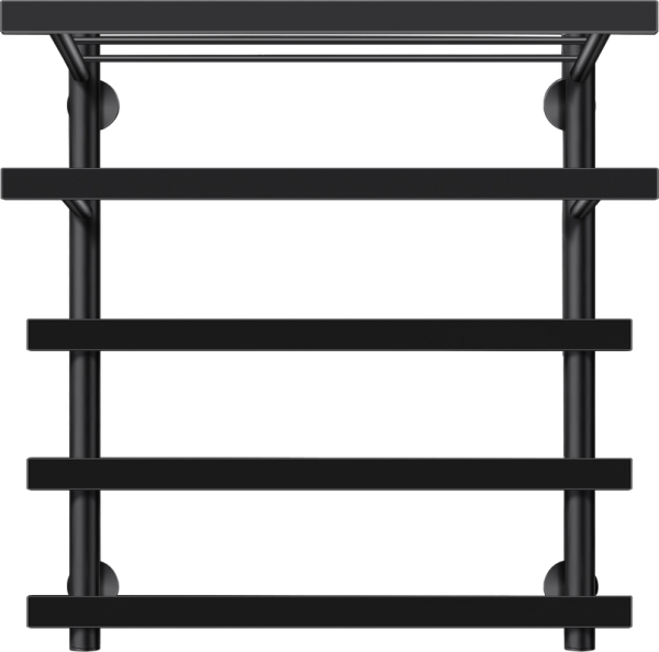Полотенцесушитель водяной Secado Понтида 7 СП 60x60 см, матовый черный, лесенка, с полкой