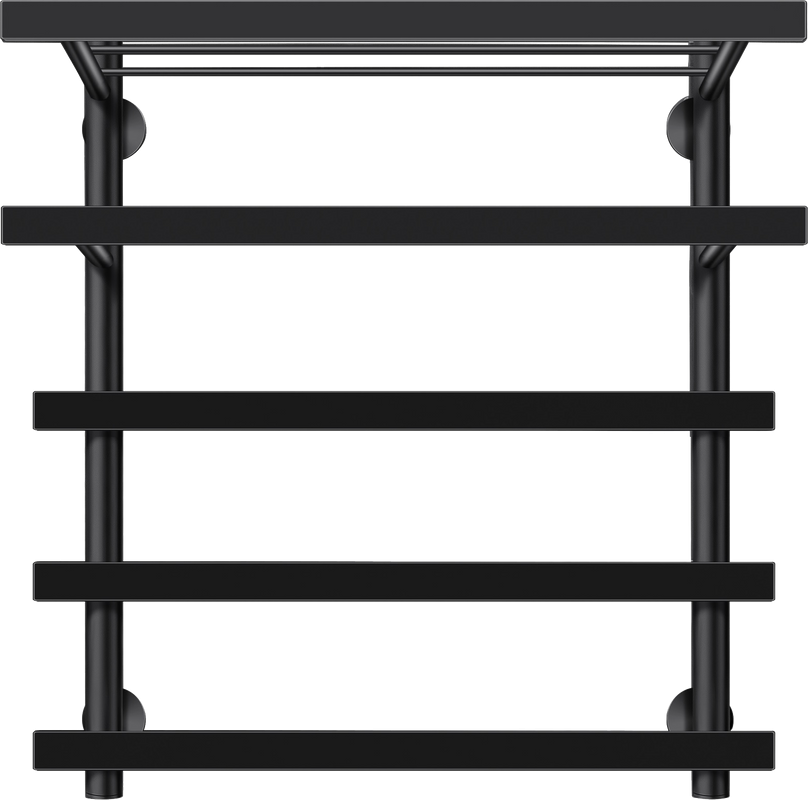 Полотенцесушитель водяной Secado Понтида 7 СП 60x60 см, матовый черный, лесенка, с полкой