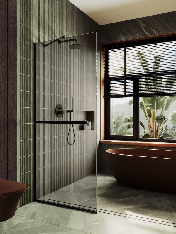 Душевая перегородка Maybahglass MGD-1459-6у 99 см, профиль черный, стекло бронза