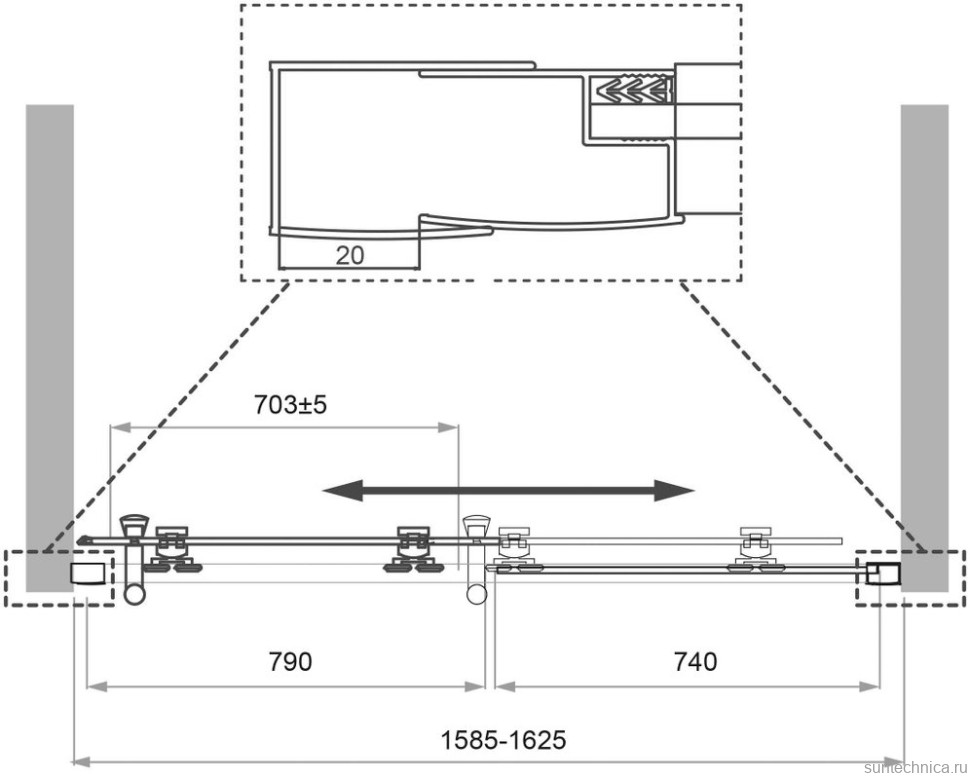 Душевая дверь в нишу BelBagno Uno 195 BF 1 160 P Cr стекло текстурное