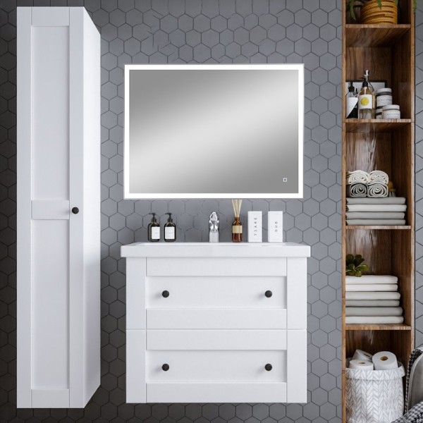 Мебель для ванной комнаты Бриклаер Хелена 80 белая, зеркало DIWO Дмитров