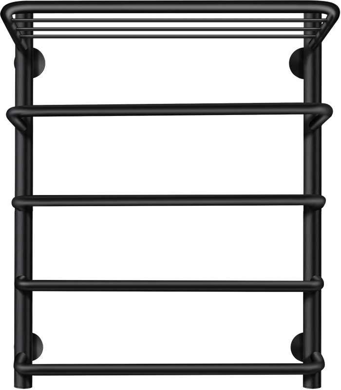 Полотенцесушитель электрический Secado Мерида 2 СП 60x50 см, подключение слева, матовый черный, лесенка, с полкой