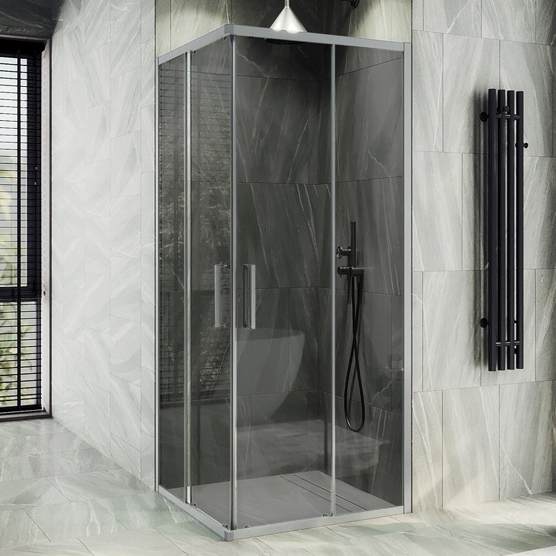 Душевой уголок Maybahglass MGY-1328-5 90х90 см, профиль матовый хром, стекло графит