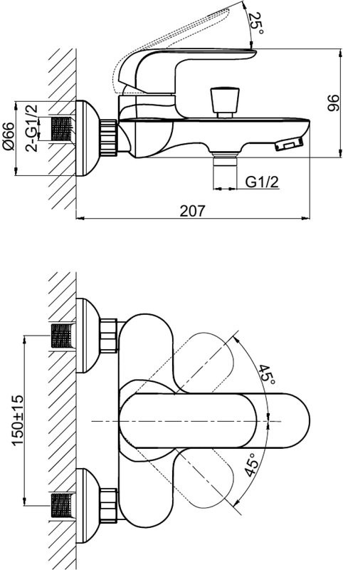 Смеситель для ванны с душем D&K Gondolla DA1023218