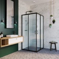 Душевой уголок Alex Baitler АВ14100B1 100х100 см, профиль черный, стекло прозрачное