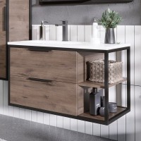 Тумба с раковиной Grossman Лофт 90 веллингтон, черный, раковина Madera Modul 90 L