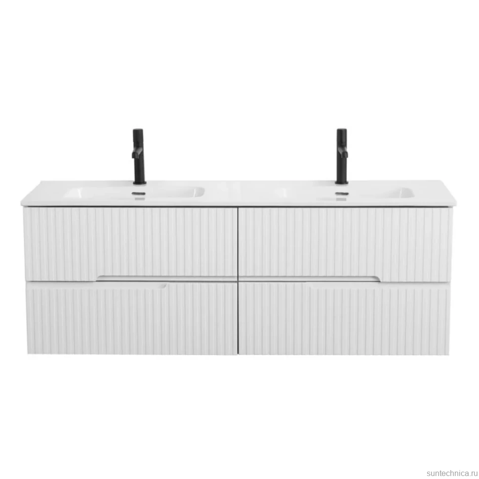 Мебель для ванной комнаты Cezares Duet 140 bianco lucido, раковина Cezares CZR-8095-140-2 двойная