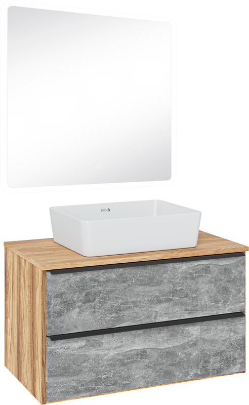 Мебель для ванной комнаты Runo Мальта 85 дуб, серая, раковина Tre 50