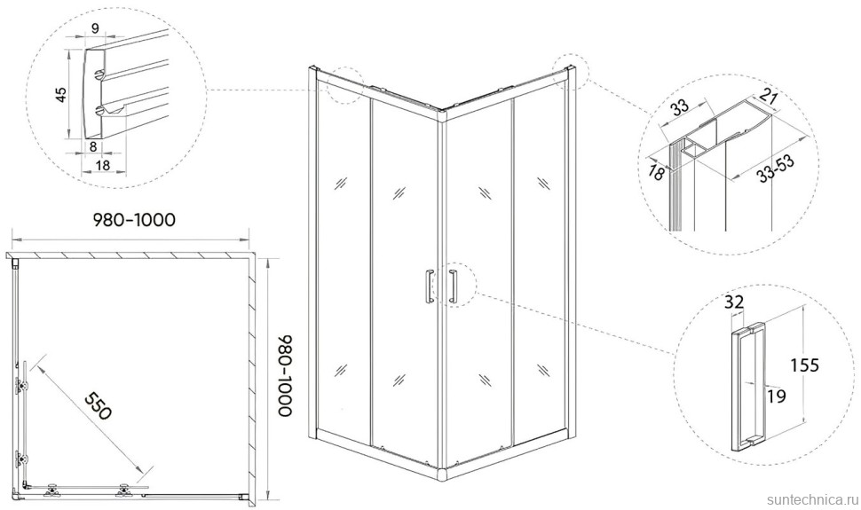 Душевой уголок Veconi Rovigo RV-11 100x100