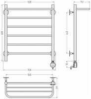 Полотенцесушитель электрический Стилье Формат 20 00520-6050 65x55 см, подключение справа, без покрытия, лесенка, с полкой