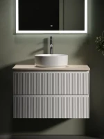Тумба под раковину со столешницей Sancos Snob R 80 bianco, столешница бежевая, с отв. под смеситель