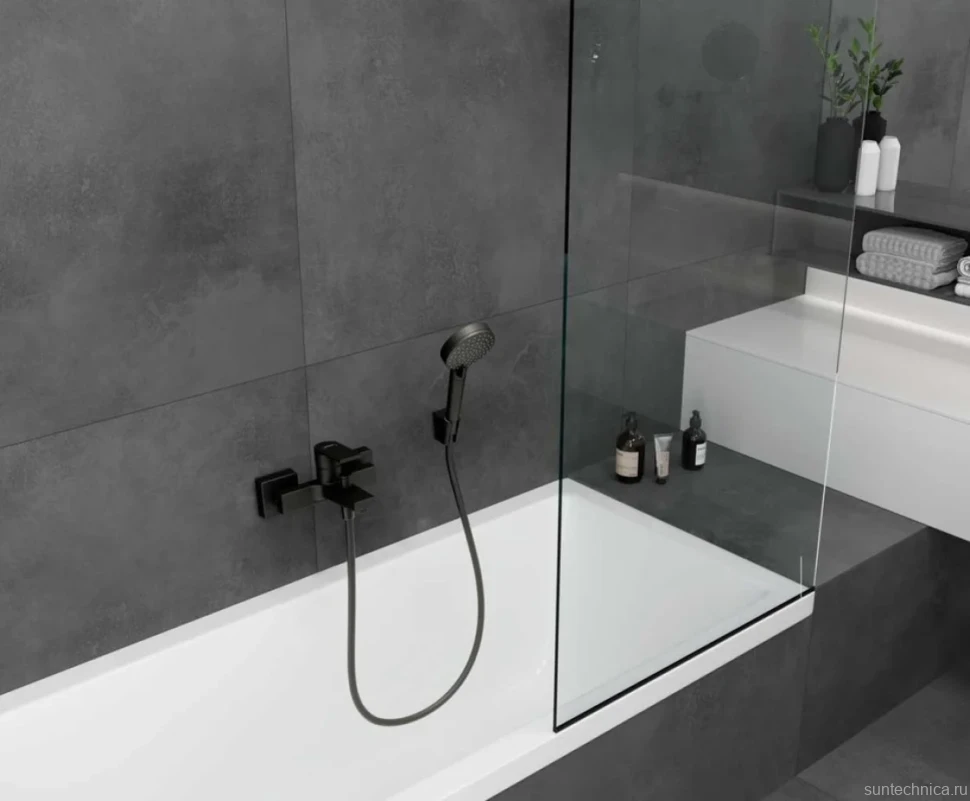 Смеситель для ванны с душем Hansgrohe Vernis Shape 71450670 черный