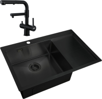 Комплект Мойка Zorg Light R 780510-L Grafit + Смеситель Sanitary SZR-3216 Grafit графит