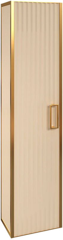 Шкаф пенал для ванной Armadi Art Monaco подвесной, капучино глянец, золото