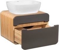 Тумба с раковиной Runo Ницца 60 дуб натуральный, графит, раковина Cuatro 50