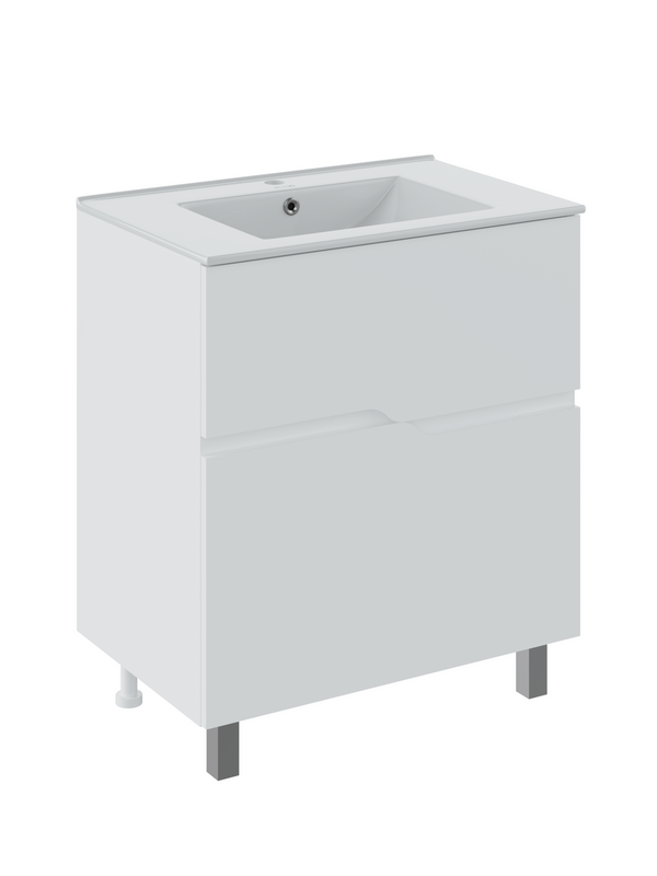 Тумба под раковину без столешницы Runo Палермо 60 напольная, глянцевая белая