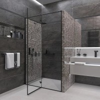 Душевая дверь в нишу Veconi Vianno VN-73B 100 см, профиль черный