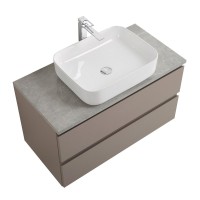 Тумба под раковину со столешницей BelBagno Kraft 80 подвесная, матовая бежевая, столешница kep-80-mgl