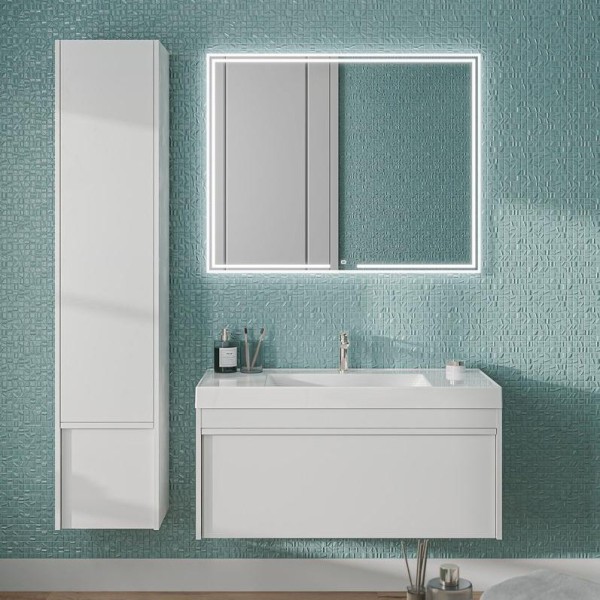 Мебель для ванной комнаты KERAMA MARAZZI Modula 100 подвесная, белая глянцевая, с раковиной Cubo 100