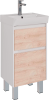 Тумба под раковину Lemark Combi 45 дуб кантри, белая глянцевая