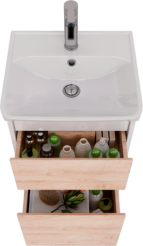 Тумба под раковину Lemark Combi 45 дуб кантри, белая глянцевая