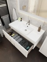 Тумба с раковиной La Fenice Cubo 100 подвесная, bianco, ручка хром, раковина Cubo 100