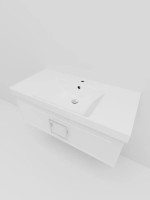 Тумба с раковиной La Fenice Cubo 100 подвесная, bianco, ручка хром, раковина Cubo 100