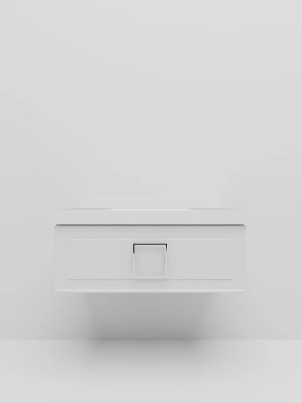 Тумба с раковиной La Fenice Cubo 100 подвесная, bianco, ручка хром, раковина Cubo 100