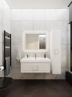 Тумба с раковиной La Fenice Cubo 100 подвесная, bianco, ручка хром, раковина Cubo 100