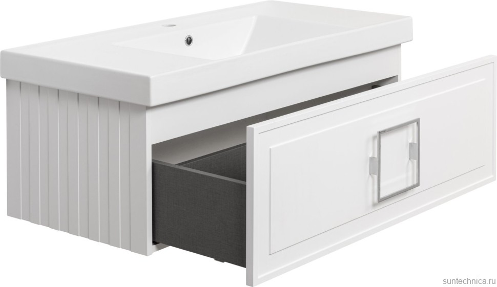 Тумба с раковиной La Fenice Cubo 100 подвесная, bianco, ручка хром, раковина Cubo 100