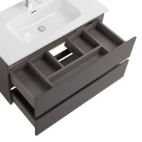 Мебель для ванной комнаты BelBagno Kraft 90 подвесная, матовая темно-серая, раковина bb900etl