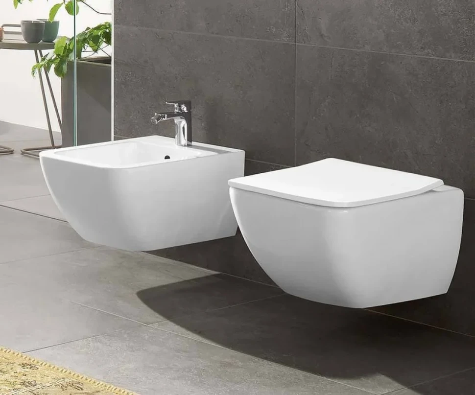 Комплект Унитаз подвесной Villeroy & Boch Venticello 4611RS01 безободковый + Инсталляция Geberit Duofix Delta 458.124.21.1 3 в 1 с кнопкой смыва, хром