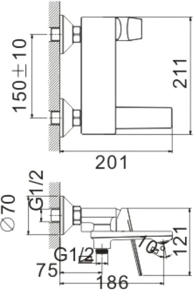 Смеситель для ванны с душем BELZ B60533-7 черный