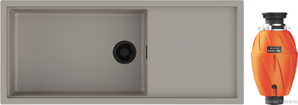 Комплект Мойка Omoikiri Sintesi 116-GR leningrad grey + Измельчитель Nagare 1000