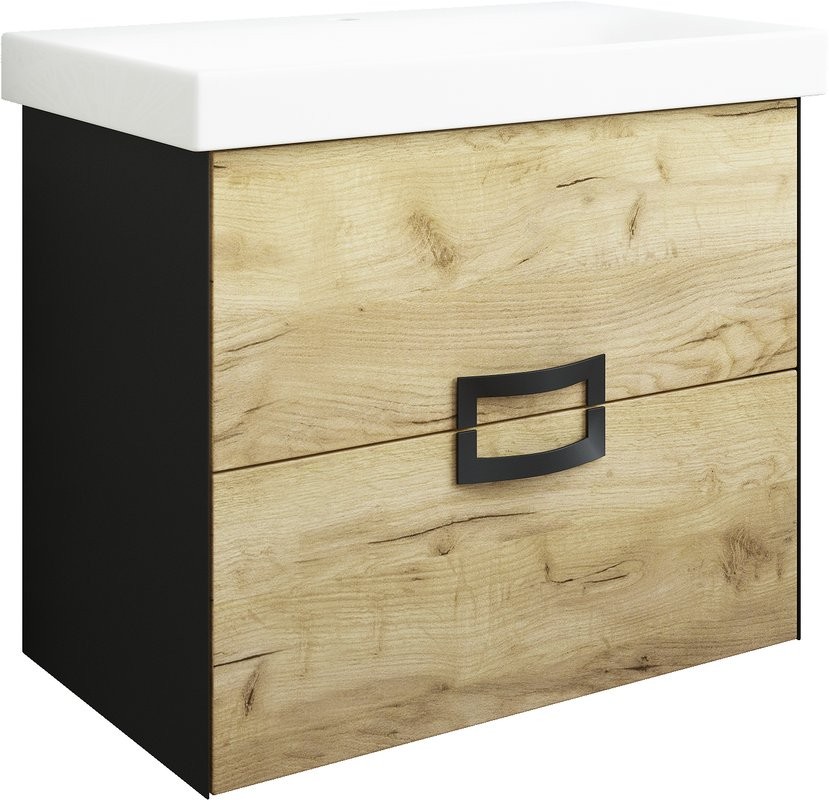 Тумба под раковину Sanflor Выборг 60 подвесная, дуб крафт золотой