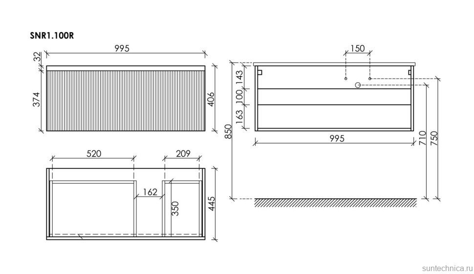 Мебель для ванной комнаты Sancos Snob R 1.0 100, R bianco