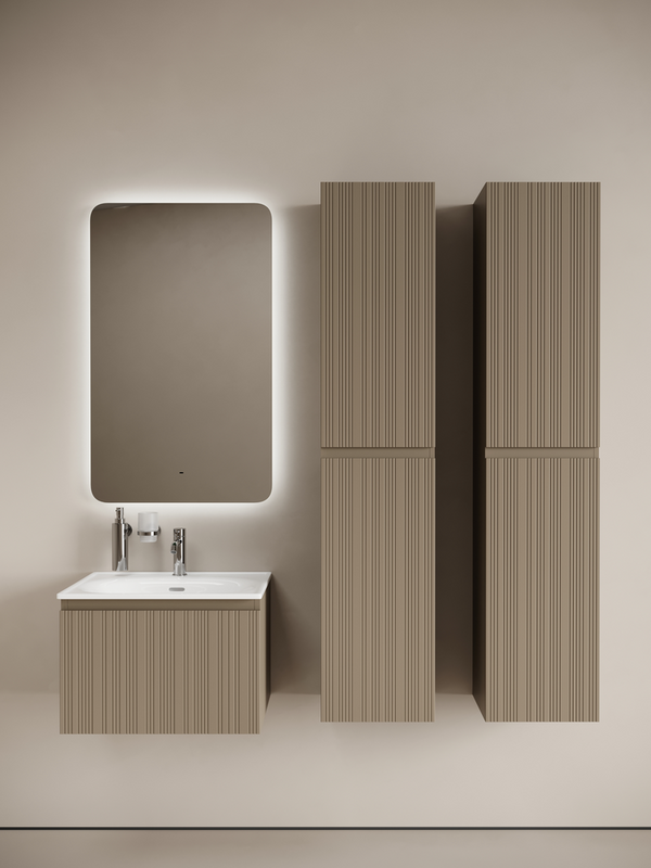 Тумба с раковиной Sancos Code 60 подвесная, серо-бежевая