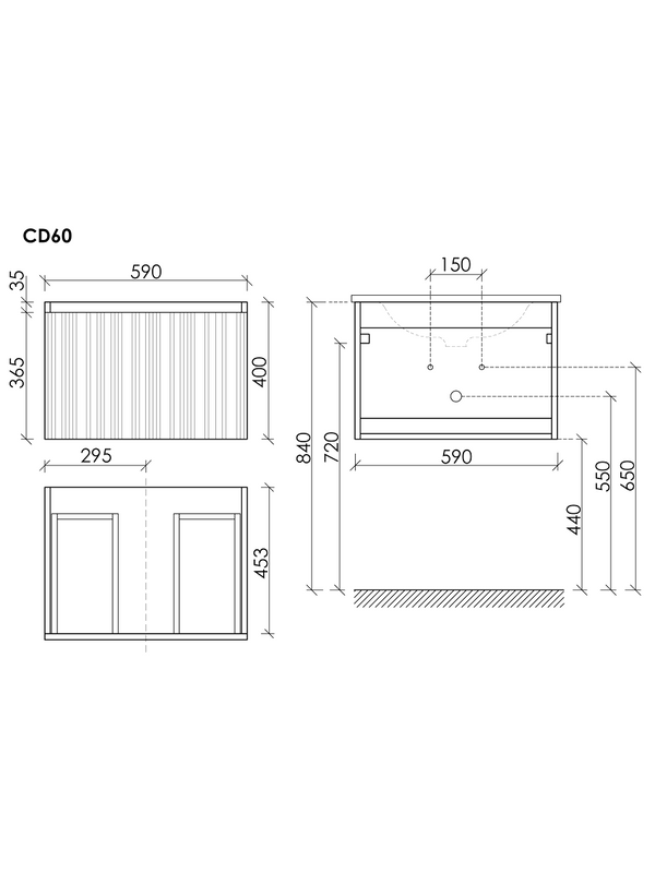 Тумба с раковиной Sancos Code 60 подвесная, серо-бежевая
