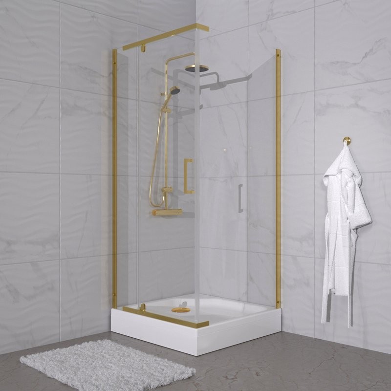 Душевой уголок Triton Терра -Голд 90х90х207, профиль золото, стекло прозрачное