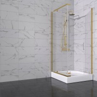 Душевой уголок Triton Терра -Голд 90х90х207, профиль золото, стекло прозрачное