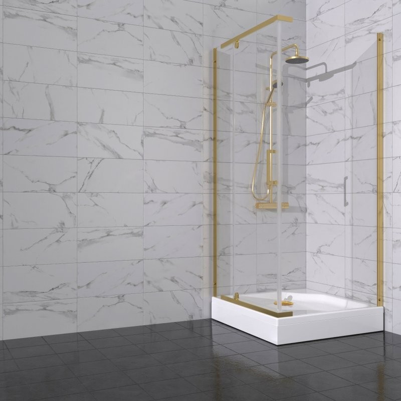 Душевой уголок Triton Терра -Голд 90х90х207, профиль золото, стекло прозрачное