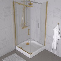 Душевой уголок Triton Терра -Голд 90х90х207, профиль золото, стекло прозрачное