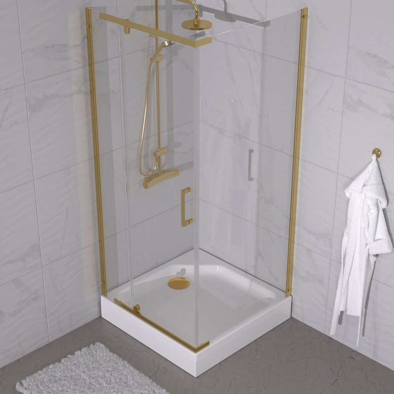 Душевой уголок Triton Терра -Голд 90х90х207, профиль золото, стекло прозрачное