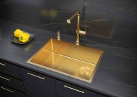 Комплект Мойка Paulmark Next-Skew PM885844-BG брашированное золото + Измельчитель Intenso