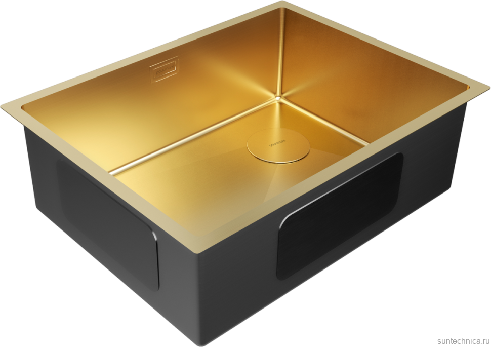 Комплект Мойка Paulmark Next-Skew PM885844-BG брашированное золото + Измельчитель Intenso