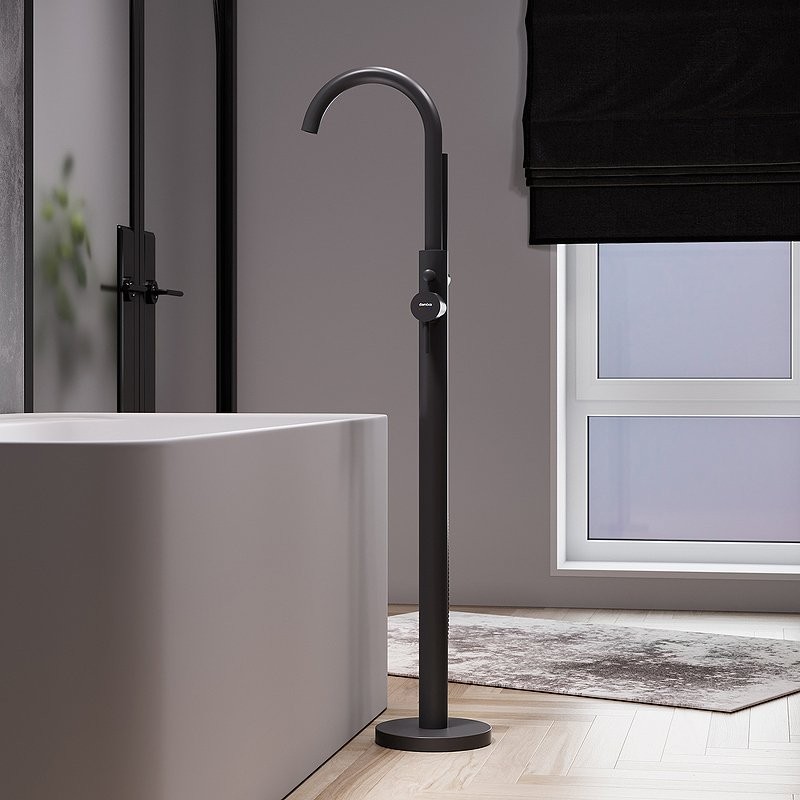 Напольный смеситель для ванны с душем Damixa Scandinavian Pure 365000300 матовый черный