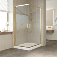 Душевой уголок Vegas Glass ZA-F Tur Novo 100*80 09 01 профиль золото, стекло прозрачное