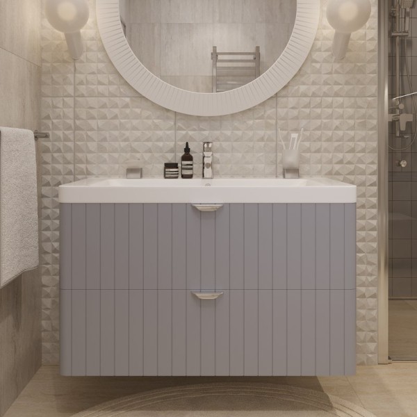 Тумба с раковиной STWORKI Ларвик 105 серая матовая